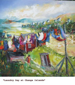 Laundry Day at Change Islands, Oil on Canvas